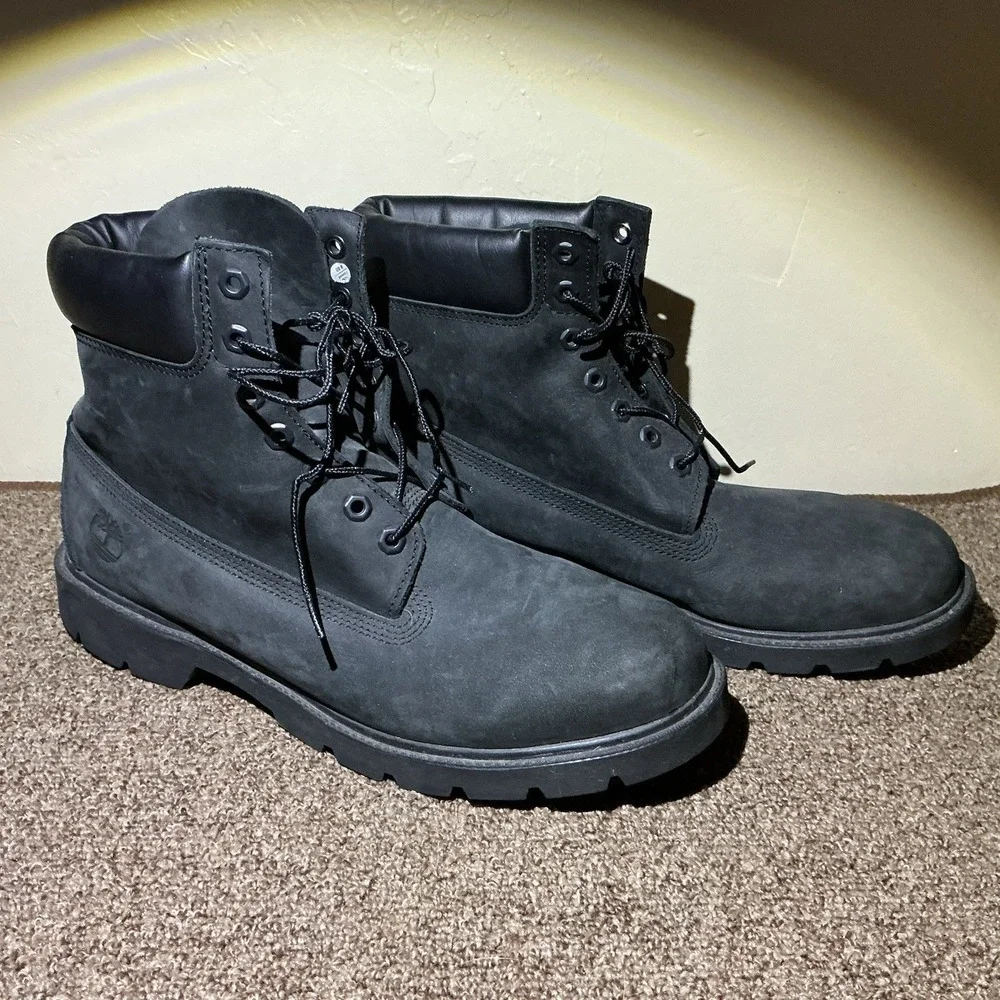 Timberland Black Nubuck Leather Boots Men 12/46 19038 6